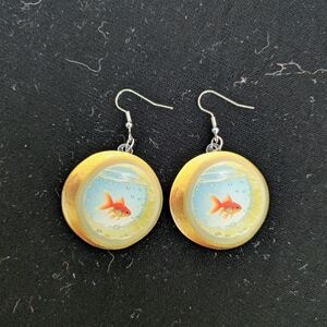 Funky Vintage Goldfish Earrings